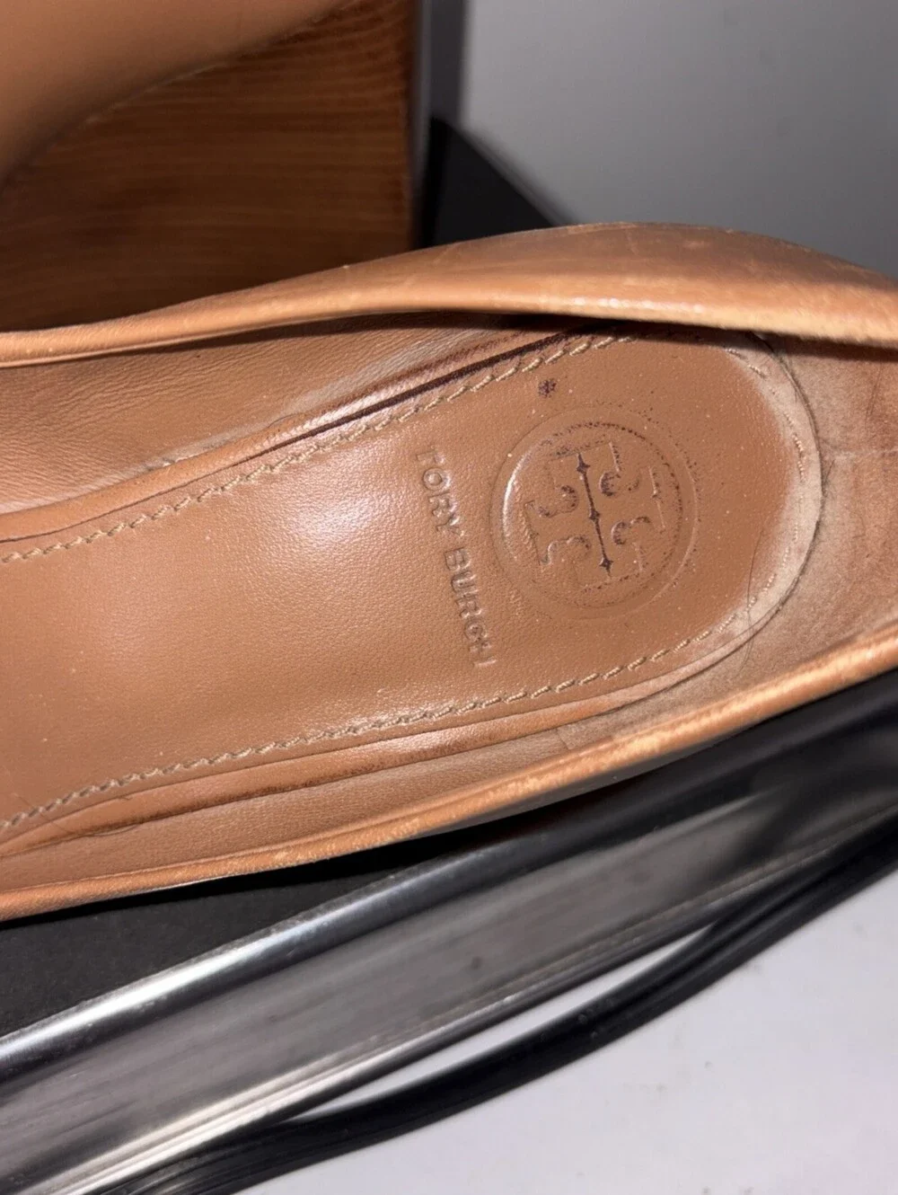 Tory Burch Brown Leather Round Toe Wedge Pumps Size 6 1/2 M